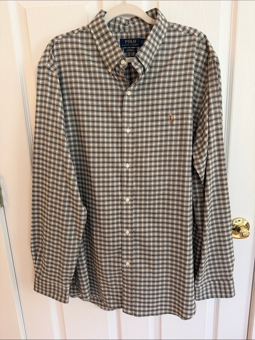 Polo by Ralph Lauren Men's Button-Down Check Shirt - Gray and White
